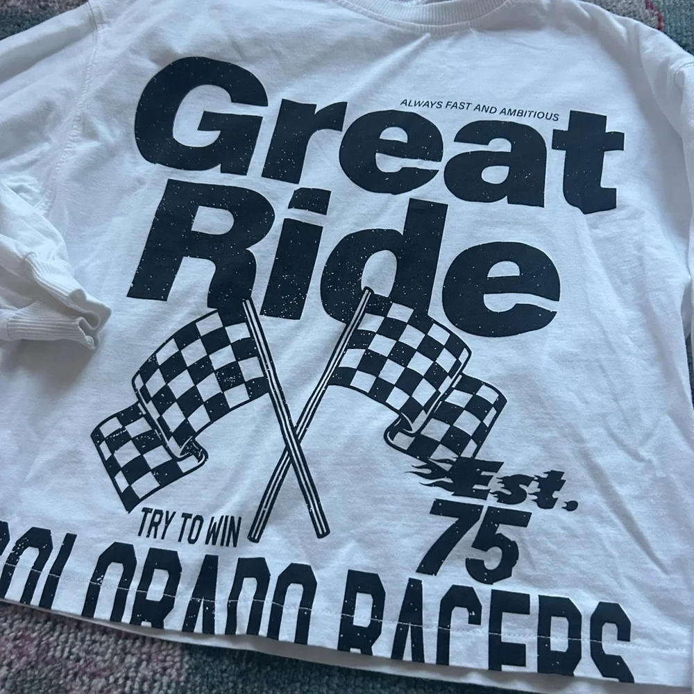 Zara kids White 'Great Ride' Long Sleeve Shirt